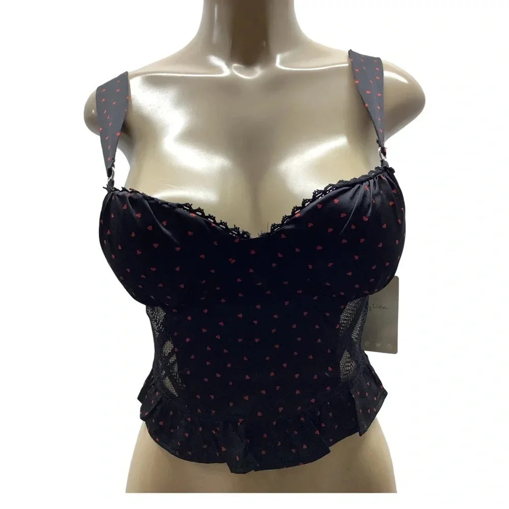 Lily White red & black padded cups, strap crop top new with tags new with tags